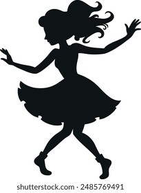 female dance silhouette vector with a white background