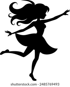 female dance silhouette vector with a white background