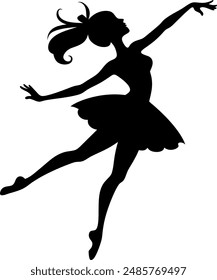 female dance silhouette vector with a white background