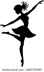 female dance silhouette vector with a white background