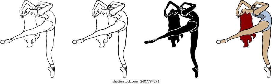 Female dancer or ballerina in a set of different styles 