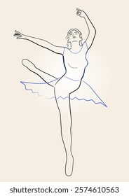 Female dancer classic ballet ballerina line art