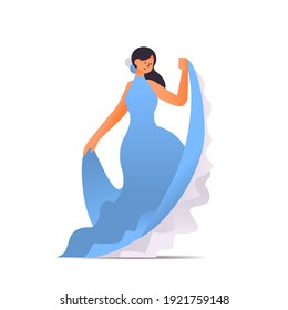 female dancer dressed in eastern style sport girl doing dancing exercises isolated full length vector illustration