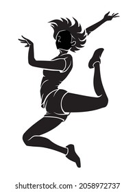 Female Dancer Mid Air Pose, Silhouette