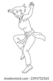 A female dancer in outline and vector format.
