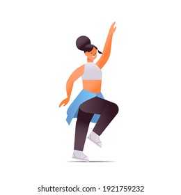 female dancer in sportswear fitness sport girl doing dancing exercises isolated full length vector illustration