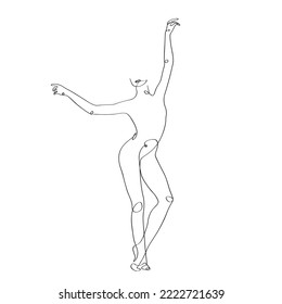 Female dancing pose standing elegant minimalist continues line drawing