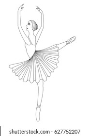 Female danseuse is dancing ballet white black color