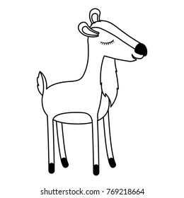 female deer cartoon with closed eyes expression in monochrome silhouette