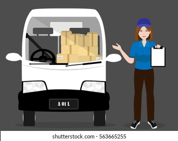female delivery courier.vector illustrator