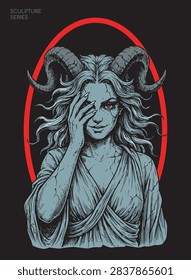 Female demon statue with a seductive expression