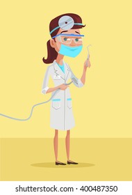 Female Dentist. Vector flat cartoon illustration