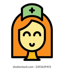 Female dermatologist icon outline vector. Clinic health. Allergic disease color flat