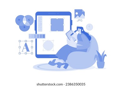 Female Designer Drawing Design With Tablet