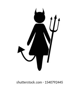 Female Devil Icon Holding A Trident