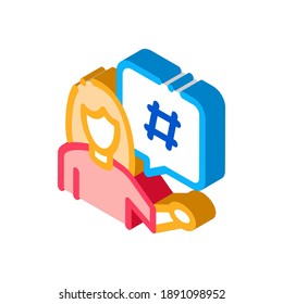 vector de icono de descontento femenino. signo de descontento femenino isométrico. ilustración de símbolo aislado de color