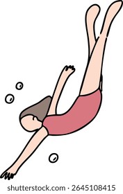 Female diver swimming in the sea