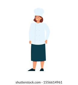 Female diversity conceptual image of professional cook woman flat vector illustration isolated on white background. Girls power and feminism ideas of women empowerment.