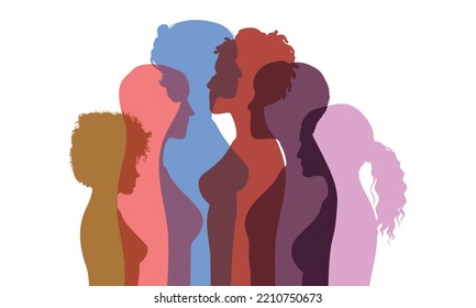 Female diversity and head face profile. Friendship. Information and communication between multi-ethnic and multi-racial women and girls.