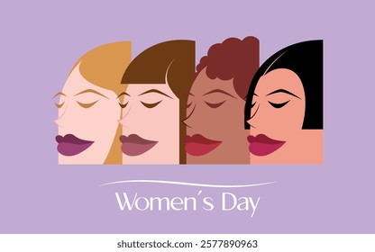 Female diversity in minimalist illustration for women's day