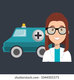 female doctor with ambulance