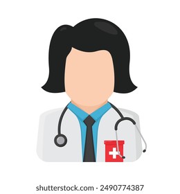 female doctor avatar concept illustration, flat style vector illustration.