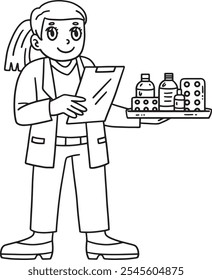 Female Doctor with Bottles of Medicine Isolated 