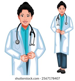 Female Doctor Cartoon Character Vector Illustration (Royalty Free