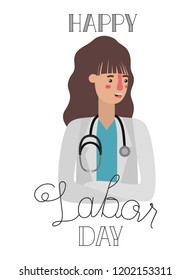 female doctor celebrating the labor day avatar character