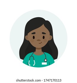 Female doctor character. Avatar of a young female doctor/nurse.  Happy doctor/nurse on a white background. 