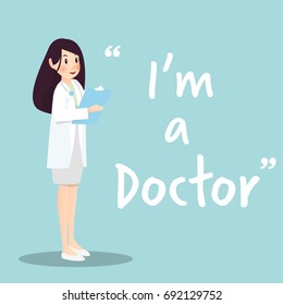 Female doctor character with clipboard