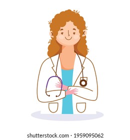 female doctor character isolated icon