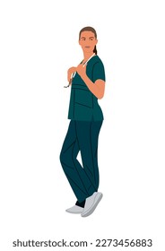 Female doctor character vector isolated on white.