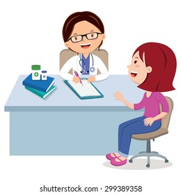 Female doctor consultation. Medical Consultation between doctor and her patient at desk.