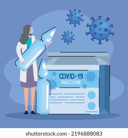 female doctor with covid19 vaccine