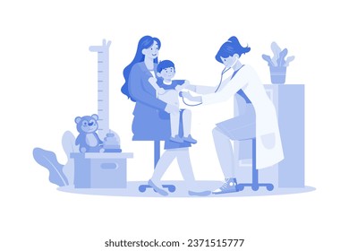 Female Doctor Doing A Check-Up Of A Little Boy