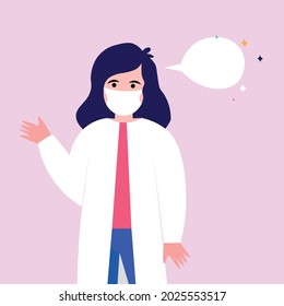 doctora femenina burbuja de habla vacía Ilustración