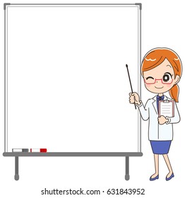 The female doctor explained with a white board