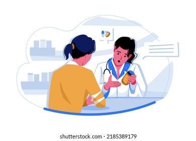 Female Doctor Explaining Medication Illustration Concept