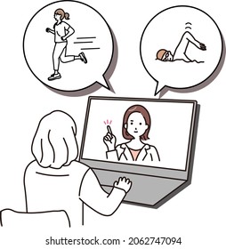 A female doctor explaining online.