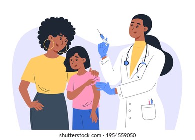 A Female Doctor In Gloves Makes A Vaccine To A Child Patient