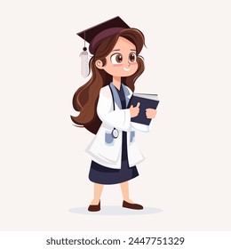 Female Doctor graduation cartoon character illustration