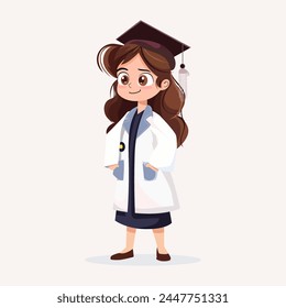 Female Doctor graduation cartoon character illustration