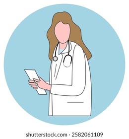 Female Doctor hold document of medical Advice,Patient history.Medical specialist worker. Vector illustration