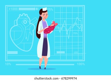 Female Doctor Hold Newborn Baby Girl Medical Maternity Clinics Worker Hospital Flat Vector Illustration