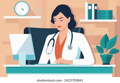 Female doctor in the hospital. Medicine concept illustration.