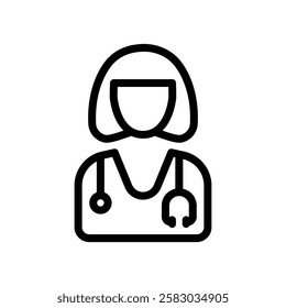 Female Doctor Icon, Line Vector graphics