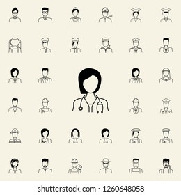 female doctor icon. Proffecions icons universal set for web and mobile