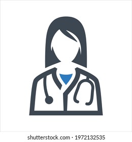 Female doctor icon, vector and glyph