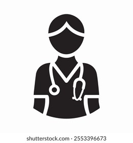 Female Doctor icon vector set Ideal for healthcare, medical apps, and educational materials. Includes various professional poses and medical tools